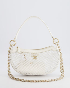Chanel 2025 Mesh Hobo Bag in White Lambskin with Champagne Gold Hardware