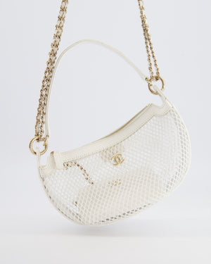 Chanel 2025 Mesh Hobo Bag in White Lambskin with Champagne Gold Hardware