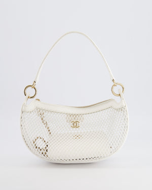 Chanel 2025 Mesh Hobo Bag in White Lambskin with Champagne Gold Hardware