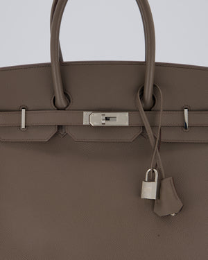 *HOT* Hermès Birkin 35 Retourne Bag in Etain Epsom Leather with Palladium Hardware