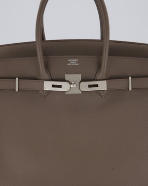 *HOT* Hermès Birkin 35 Retourne Bag in Etain Epsom Leather with Palladium Hardware