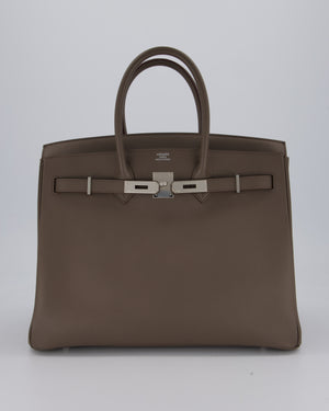 *HOT* Hermès Birkin 35 Retourne Bag in Etain Epsom Leather with Palladium Hardware