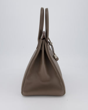 *HOT* Hermès Birkin 35 Retourne Bag in Etain Epsom Leather with Palladium Hardware