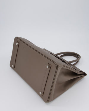 *HOT* Hermès Birkin 35 Retourne Bag in Etain Epsom Leather with Palladium Hardware