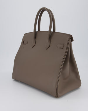 *HOT* Hermès Birkin 35 Retourne Bag in Etain Epsom Leather with Palladium Hardware