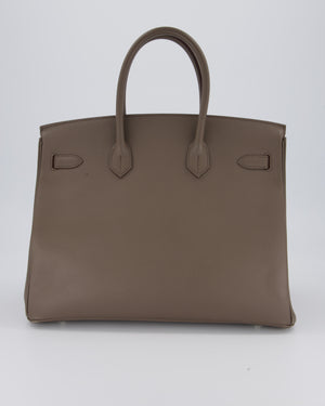 *HOT* Hermès Birkin 35 Retourne Bag in Etain Epsom Leather with Palladium Hardware