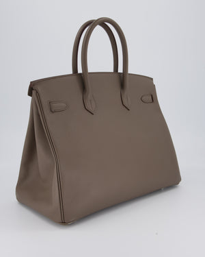*HOT* Hermès Birkin 35 Retourne Bag in Etain Epsom Leather with Palladium Hardware