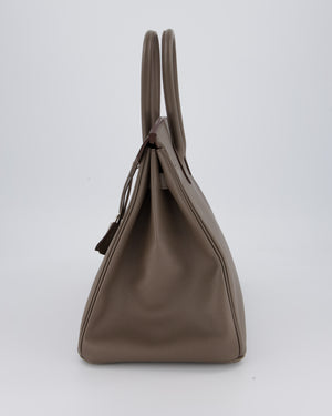 *HOT* Hermès Birkin 35 Retourne Bag in Etain Epsom Leather with Palladium Hardware
