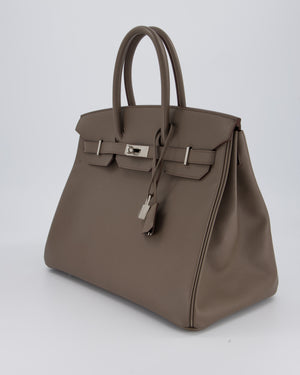 *HOT* Hermès Birkin 35 Retourne Bag in Etain Epsom Leather with Palladium Hardware