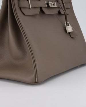 *HOT* Hermès Birkin 35 Retourne Bag in Etain Epsom Leather with Palladium Hardware