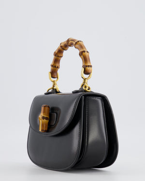 Gucci Black Bamboo Mini 1947 Top Handle Bag with Gold Hardware RRP 3,150
