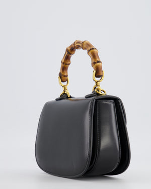 Gucci Black Bamboo Mini 1947 Top Handle Bag with Gold Hardware RRP 3,150