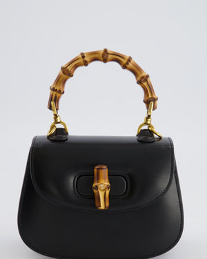 Gucci Black Bamboo Mini 1947 Top Handle Bag with Gold Hardware RRP 3,150
