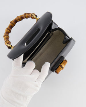 Gucci Black Bamboo Mini 1947 Top Handle Bag with Gold Hardware RRP 3,150