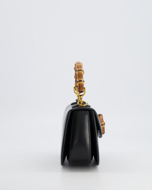 Gucci Black Bamboo Mini 1947 Top Handle Bag with Gold Hardware RRP 3,150