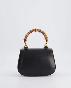 Gucci Black Bamboo Mini 1947 Top Handle Bag with Gold Hardware RRP 3,150