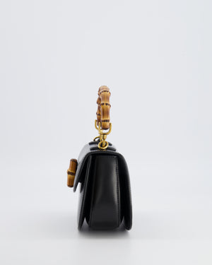 Gucci Black Bamboo Mini 1947 Top Handle Bag with Gold Hardware RRP 3,150