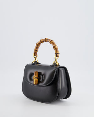 Gucci Black Bamboo Mini 1947 Top Handle Bag with Gold Hardware RRP 3,150