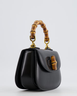 Gucci Black Bamboo Mini 1947 Top Handle Bag with Gold Hardware RRP 3,150