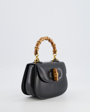 Gucci Black Bamboo Mini 1947 Top Handle Bag with Gold Hardware RRP 3,150