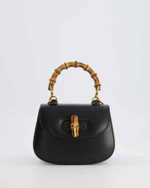 Gucci Black Bamboo Mini 1947 Top Handle Bag with Gold Hardware RRP 3,150