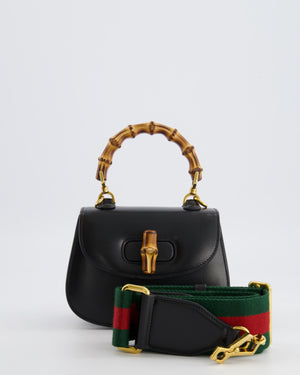 Gucci Black Bamboo Mini 1947 Top Handle Bag with Gold Hardware RRP 3,150