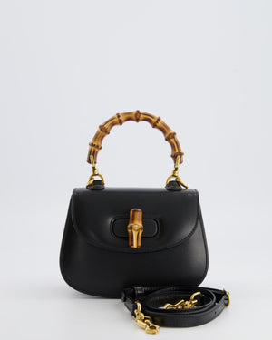 Gucci Black Bamboo Mini 1947 Top Handle Bag with Gold Hardware RRP 3,150
