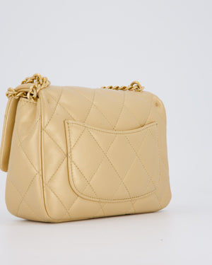 Chanel 23P Gold Quilted Mini Sweetheart Flap Bag in Lambskin Leather With Gold Hardware