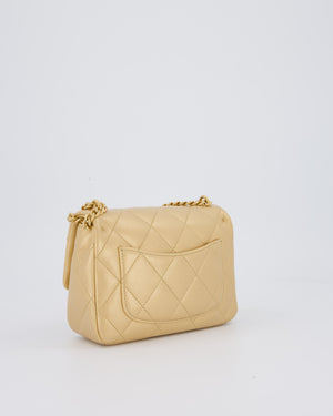 Chanel 23P Gold Quilted Mini Sweetheart Flap Bag in Lambskin Leather With Gold Hardware