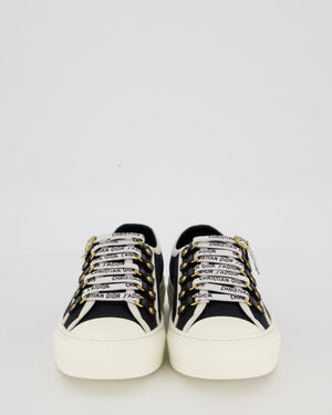 Christian Dior Navy Walk'n'Dior Low Top Sneakers in Canvas with J'Adior Embroidered Ribbon Lace detail Size EU 37 (UK 4)