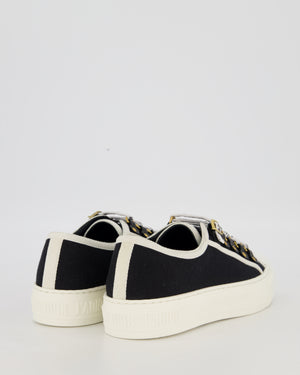Christian Dior Navy Walk'n'Dior Low Top Sneakers in Canvas with J'Adior Embroidered Ribbon Lace detail Size EU 37 (UK 4)