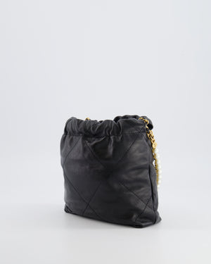 Chanel Black Mini 22 Bag in Lambskin Leather with Gold Hardware