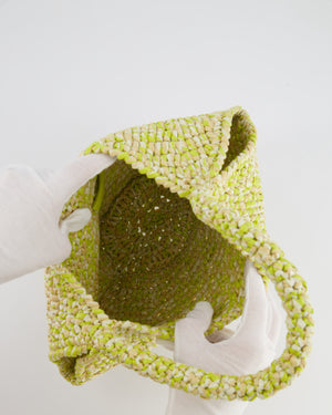 Khaite Mini Lotus Tote Bag in Citron and White Raffia RRP £1,100