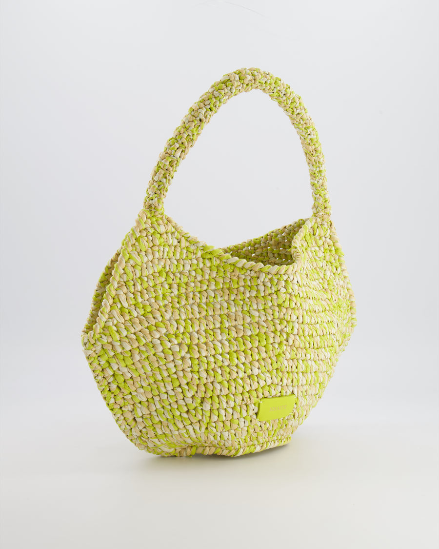 Khaite Mini Lotus Tote Bag in Citron and White Raffia RRP £1,100