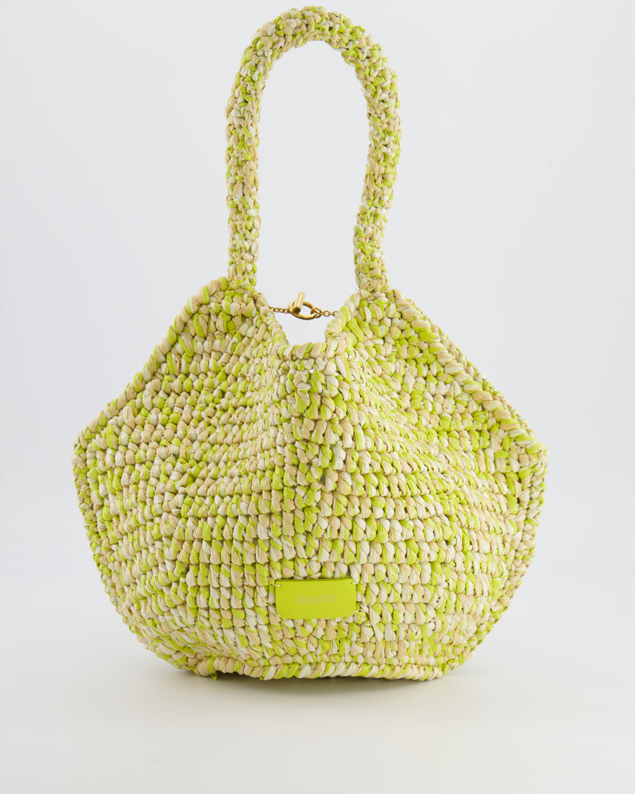 Khaite Mini Lotus Tote Bag in Citron and White Raffia RRP £1,100