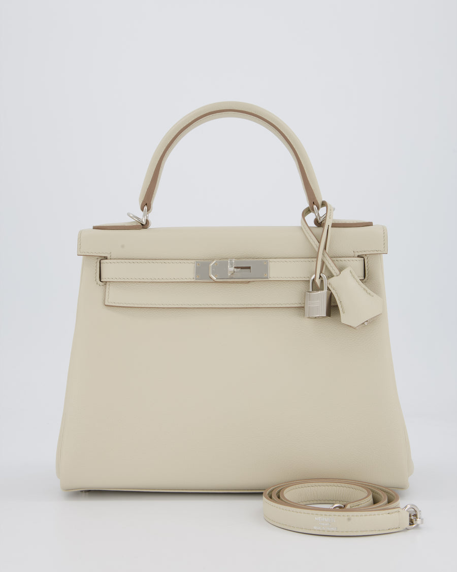 Hermès Kelly 28 Retourne Bag in Beton Evercolor Leather with Palladium Hardware