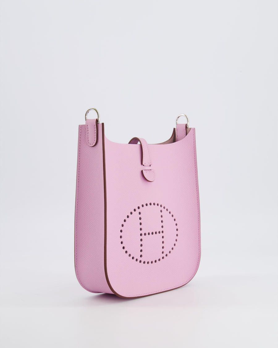 *HOT & RARE* Hermès Mini Evelyne Sellier Bag in Mauve Sylvestre Epsom Leather with Palladium Hardware