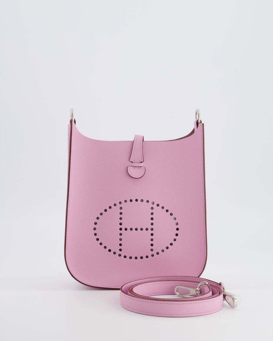 *HOT & RARE* Hermès Mini Evelyne Sellier Bag in Mauve Sylvestre Epsom Leather with Palladium Hardware