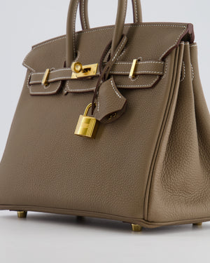 Hermès Birkin 25 Retourne Bag in Etoupe Togo Leather with Gold Hardware