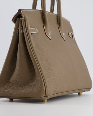 Hermès Birkin 25 Retourne Bag in Etoupe Togo Leather with Gold Hardware