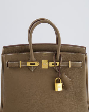 Hermès Birkin 25 Retourne Bag in Etoupe Togo Leather with Gold Hardware