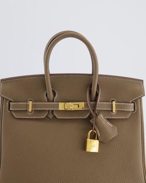 Hermès Birkin 25 Retourne Bag in Etoupe Togo Leather with Gold Hardware