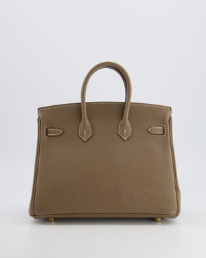Hermès Birkin 25 Retourne Bag in Etoupe Togo Leather with Gold Hardware