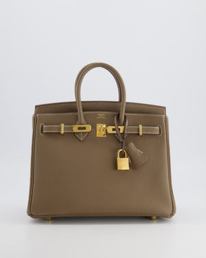 Hermès Birkin 25 Retourne Bag in Etoupe Togo Leather with Gold Hardware