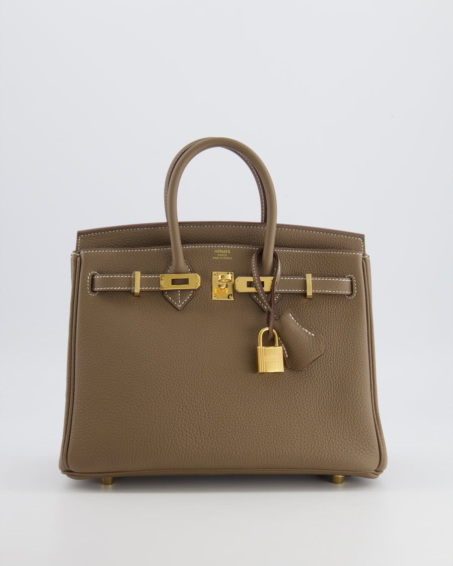 Hermès Birkin 25 Retourne Bag in Etoupe Togo Leather with Gold Hardware