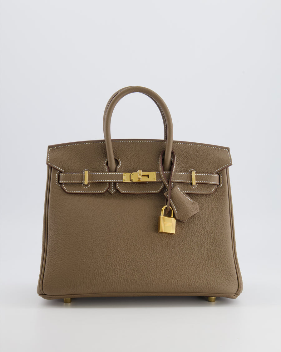 Hermès Birkin 25 Retourne Bag in Etoupe Togo Leather with Gold Hardware