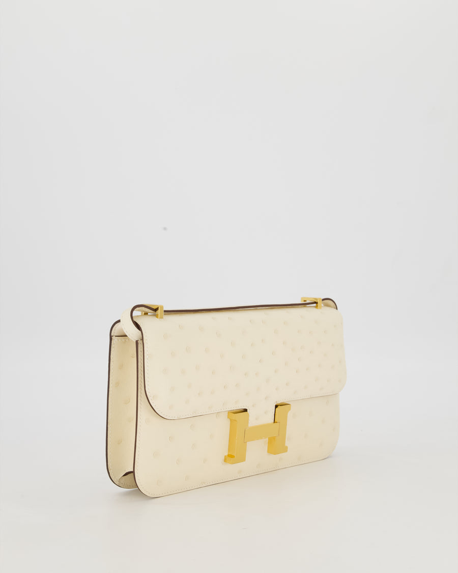 Hermès Constance 1-Elan Miroir Bag in Nata Ostrich Leather with Gold Hardware