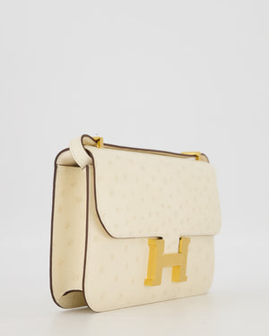 Hermès Constance 1-Elan Miroir Bag in Nata Ostrich Leather with Gold Hardware