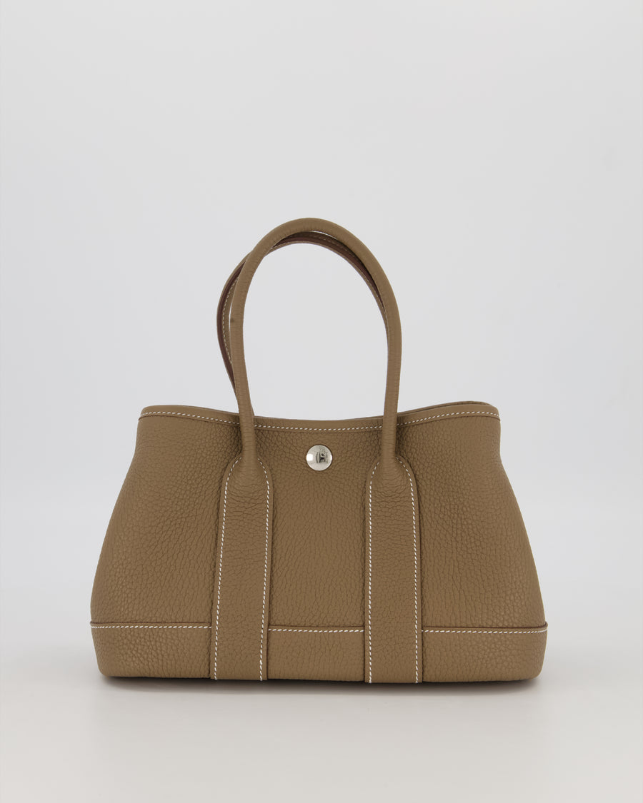 Hermès Neo Garden Party 23 Bag in Etoupe Taurillon Clemence Leather with Palladium Hardware
