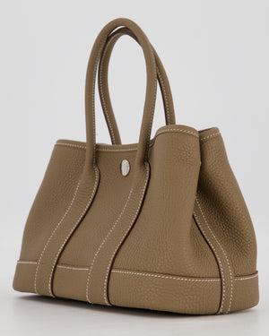 Hermès Neo Garden Party 23 Bag in Etoupe Taurillon Clemence Leather with Palladium Hardware